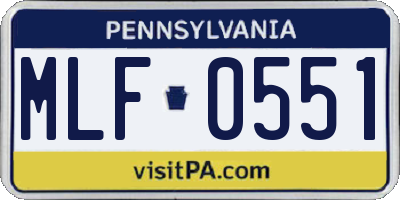 PA license plate MLF0551