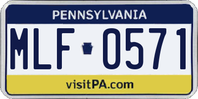PA license plate MLF0571