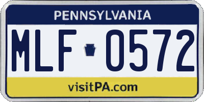 PA license plate MLF0572