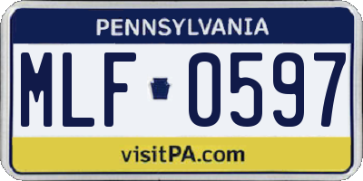 PA license plate MLF0597
