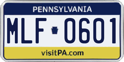 PA license plate MLF0601