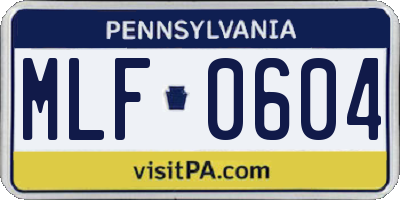 PA license plate MLF0604