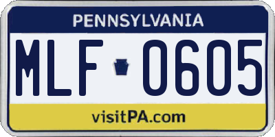 PA license plate MLF0605