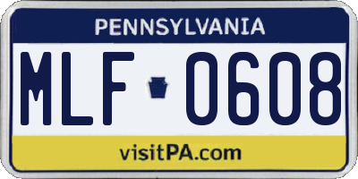 PA license plate MLF0608