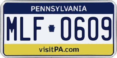 PA license plate MLF0609