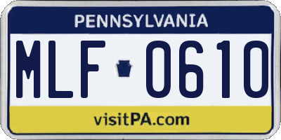 PA license plate MLF0610