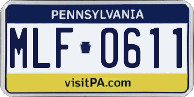 PA license plate MLF0611