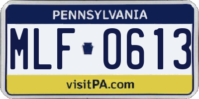 PA license plate MLF0613