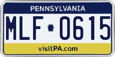 PA license plate MLF0615