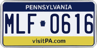 PA license plate MLF0616