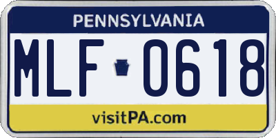 PA license plate MLF0618