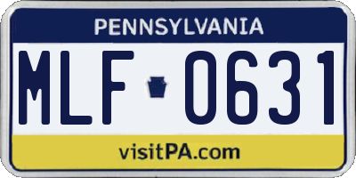 PA license plate MLF0631