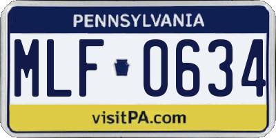 PA license plate MLF0634