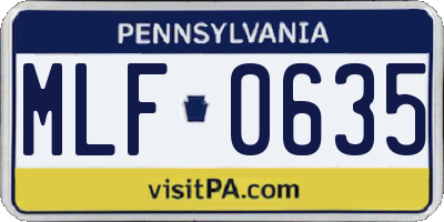 PA license plate MLF0635