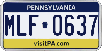 PA license plate MLF0637