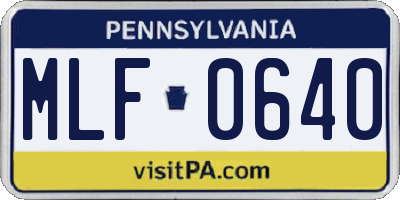 PA license plate MLF0640