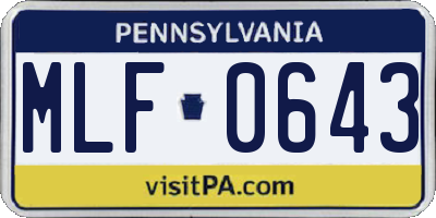 PA license plate MLF0643