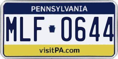 PA license plate MLF0644