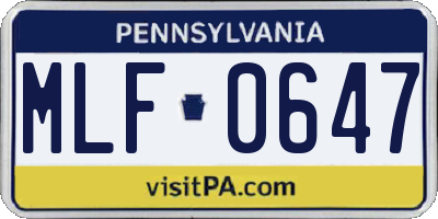 PA license plate MLF0647