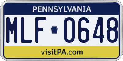 PA license plate MLF0648