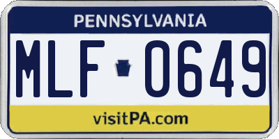 PA license plate MLF0649