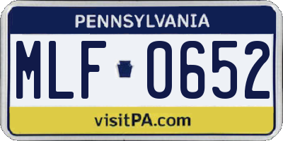 PA license plate MLF0652