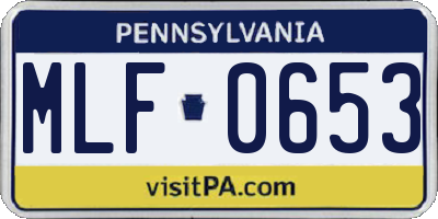PA license plate MLF0653