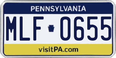 PA license plate MLF0655