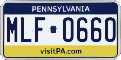 PA license plate MLF0660