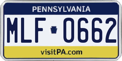 PA license plate MLF0662
