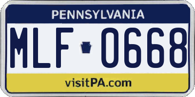 PA license plate MLF0668