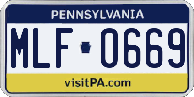 PA license plate MLF0669