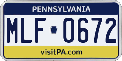 PA license plate MLF0672