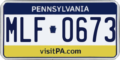 PA license plate MLF0673