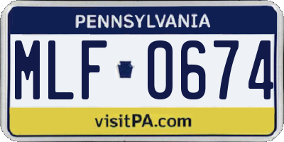 PA license plate MLF0674