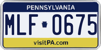 PA license plate MLF0675