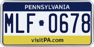 PA license plate MLF0678