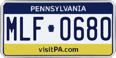 PA license plate MLF0680