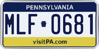 PA license plate MLF0681