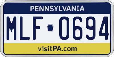 PA license plate MLF0694