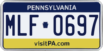 PA license plate MLF0697