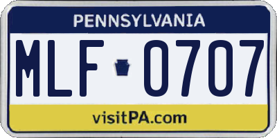 PA license plate MLF0707