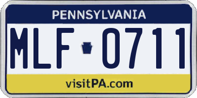 PA license plate MLF0711