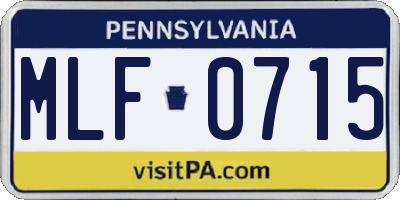 PA license plate MLF0715
