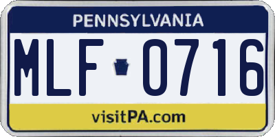 PA license plate MLF0716