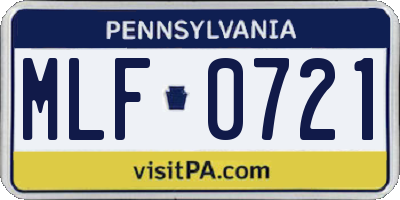 PA license plate MLF0721