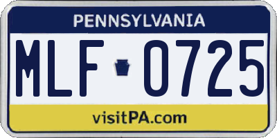 PA license plate MLF0725