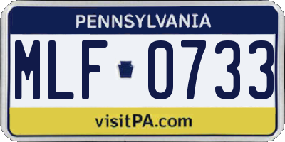 PA license plate MLF0733
