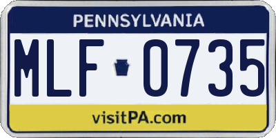 PA license plate MLF0735