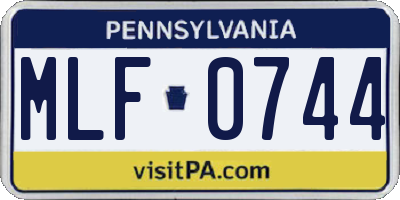 PA license plate MLF0744